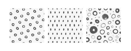 Polka dots and circles seamless pattern collectionのイラスト素材