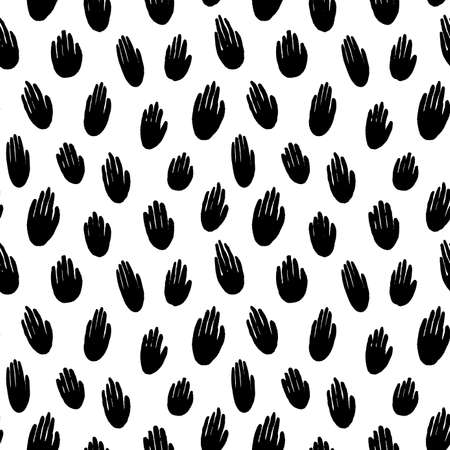 Seamless pattern with black silhouettes of hands.のイラスト素材
