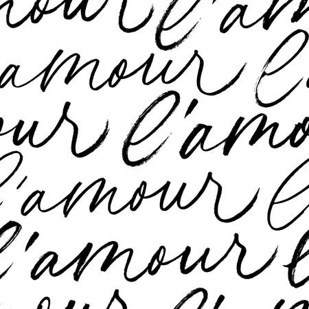 Seamless pattern with Love phrase in French.