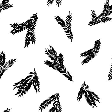 Hand drawn spruce branches vector seamless patternのイラスト素材