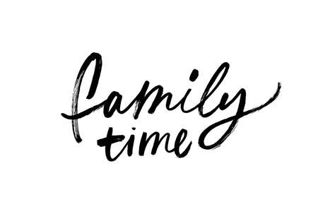 Family time vector hand drawn black calligraphy.のイラスト素材