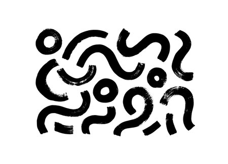 Bold wavy brush strokes and circles collection.のイラスト素材