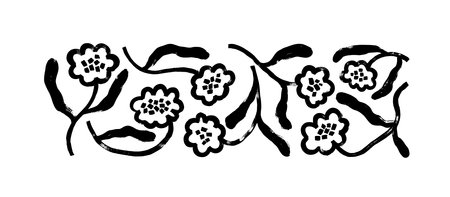 Abstract naive hand drawn flowers vector set.のイラスト素材