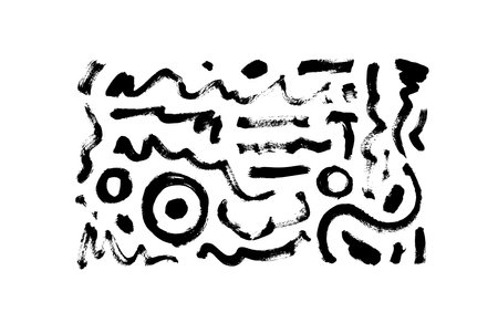 Black paint curved brush strokes vector collectionのイラスト素材