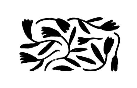 Hand drawn silhouettes of tulip or narcissus stemsのイラスト素材