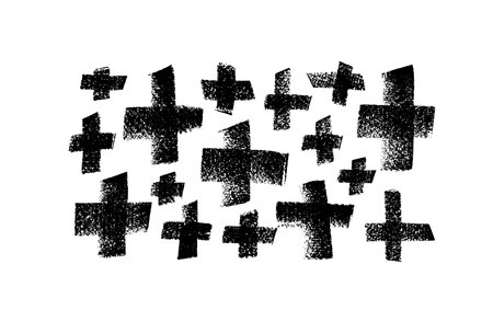 Black vector cross symbols drawn in charcoal.