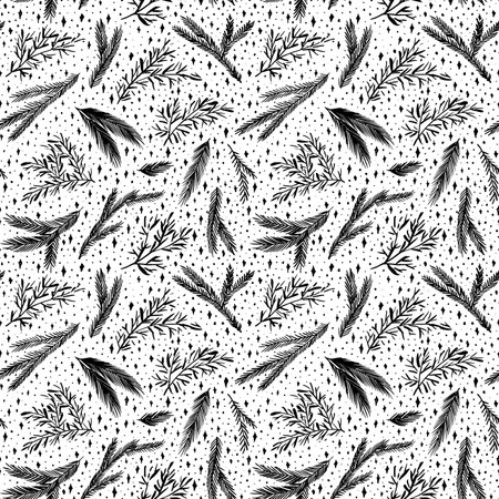 Fir and pine cones vector seamless patter.のイラスト素材