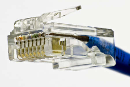 network plug with blue cable