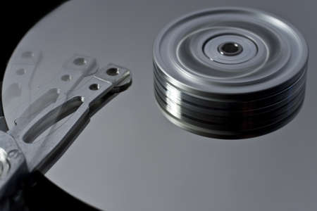 hard disk drive with read write head in motion