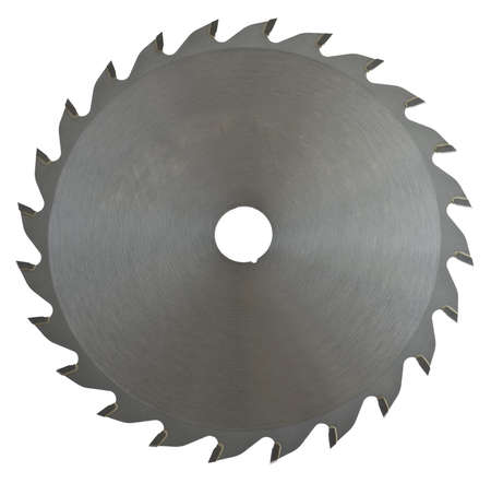 full-metal saw blade on white background. This saw blade is made for cutting woodの写真素材