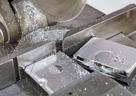 circular saw in close up, to abolish a hard diskの写真素材