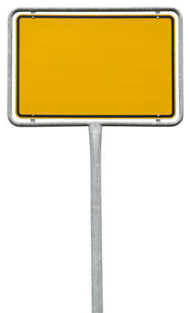yellow blank sign (clipping path) isolated on whiteの写真素材