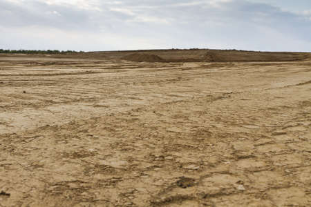 empty construction side in wide angle view, selective focus.の写真素材