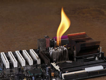 melting heat sink on computer board. Rusty Backgroundの写真素材