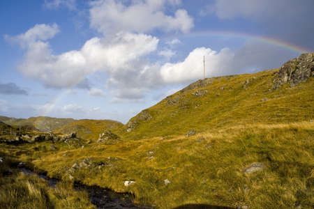 cloudy sky over mountains in scottish landscapeの写真素材