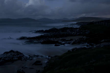 mystic coastal landscape in the night. scotland, europe