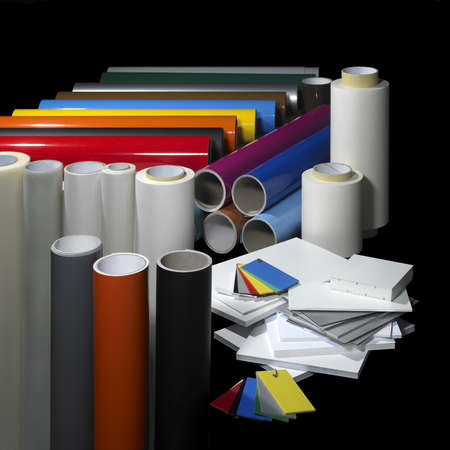 lots of sign making materials in black backの写真素材