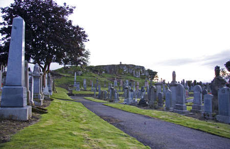 track through cemetery in stirling, scotland, uk, europeの写真素材
