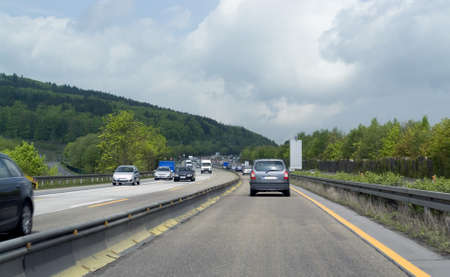 road scenery on a highway in Southern Germany at summer timeの写真素材