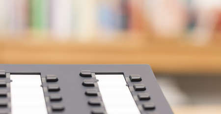 detail of modern telephone with blurred backgroundの写真素材