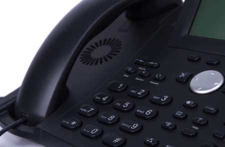dark detail of modern telephone in horizontal viewの写真素材