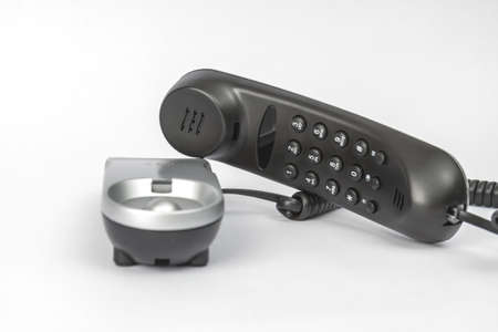 telephone off the hook in grey background  horizontal imageの写真素材