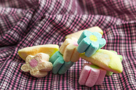 marshmallow on tableの写真素材
