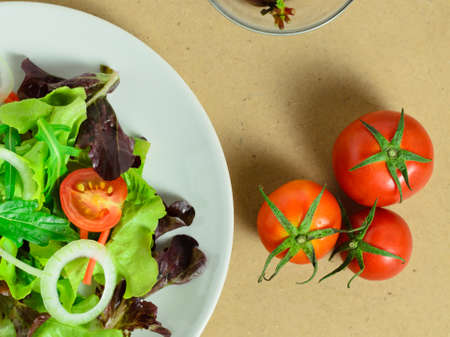 vegetarian food in dish on backdrop for servedの写真素材
