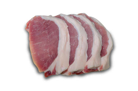 Pork chop raw in isolatedの写真素材