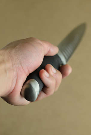 Chef knife hand holdの写真素材