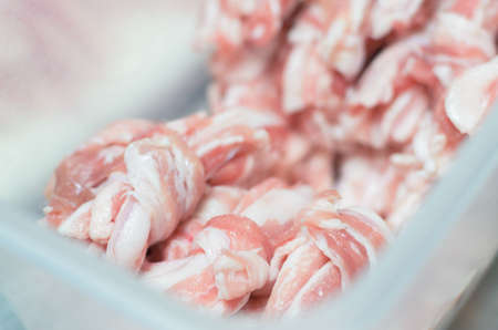 Streaky pork for cooking food,Pork slide prepare my home madeの写真素材