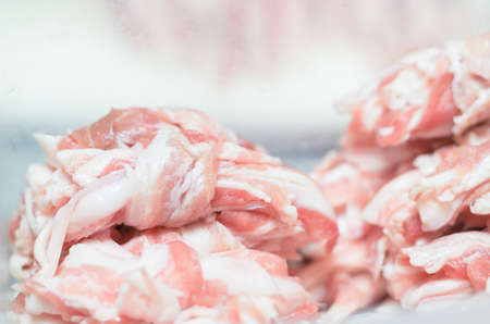 Streaky pork for cooking food,Pork slide prepare my home madeの写真素材