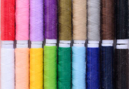 Sewing threads 
stand in a line colorの写真素材