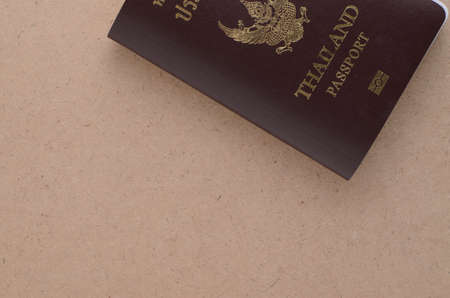 Passport put on wooden tableの写真素材