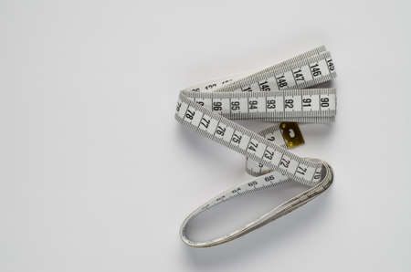 measuring tape on white  backgroundの写真素材