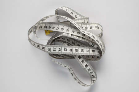 measuring tape on white  backgroundの写真素材