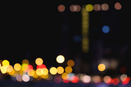 Bokeh of light city,red and yellow colorの写真素材