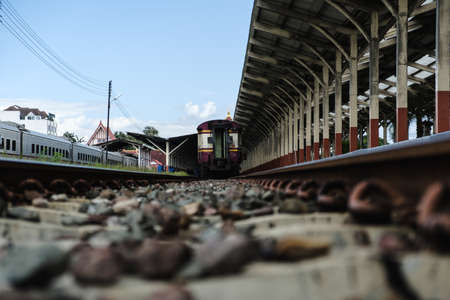 Railway and train in north THAILANDの写真素材