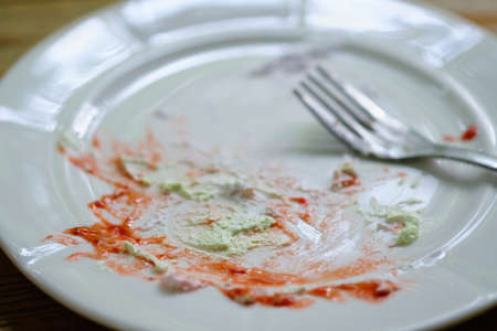 Empty plate of dessert  finished eatの写真素材