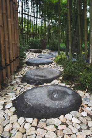 Walk path of stone in gardentの写真素材