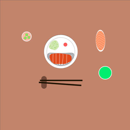 japan food with illustrationの写真素材