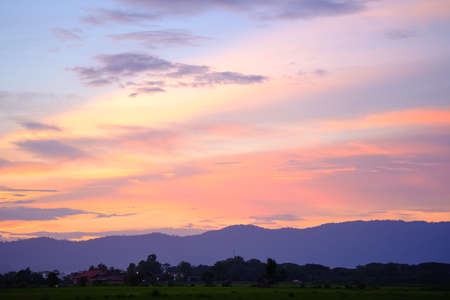 Orange and blue color of skyの写真素材