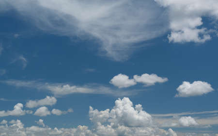 White clouds with a blue  skyの写真素材