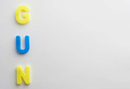 Letter to learn spelling,Colorful letter help children to learn on white background and copy spaceの写真素材