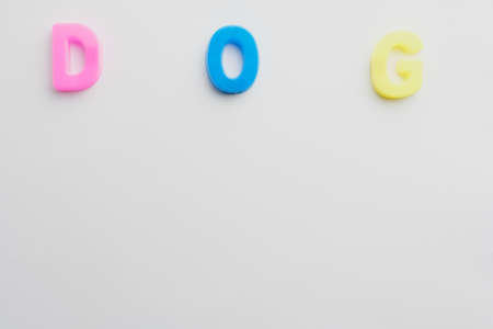 Letter to learn spelling,Colorful letter help children to learn on white background and copy spaceの写真素材