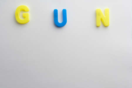 Letter to learn spelling,Colorful letter help children to learn on white background and copy spaceの写真素材