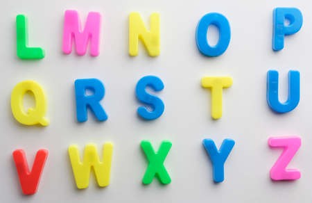 Letter to learn spelling,Colorful letter help children to learn on white background and copy spaceの写真素材