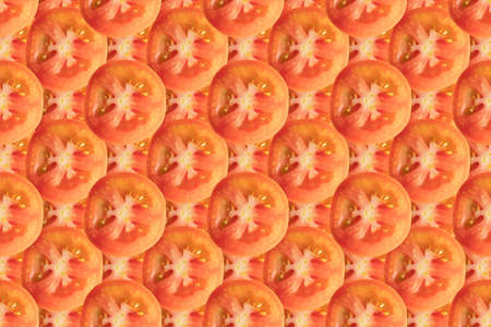 Pattern of tomato sliced red color, food backgroundの写真素材