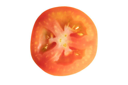 Tomato sliced in isolated white background withの写真素材