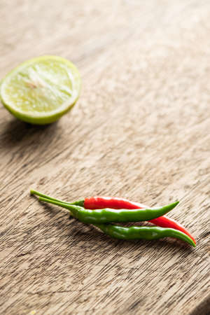 Close up chilli red and green colorの写真素材